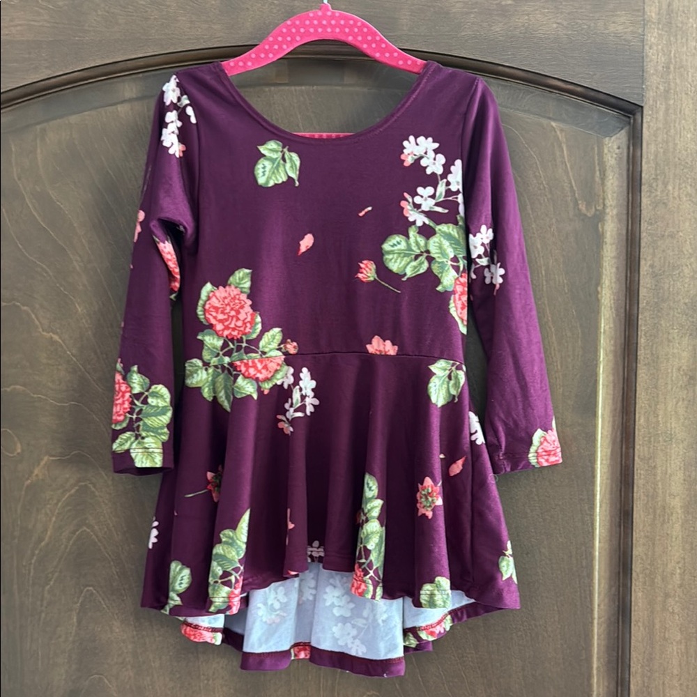 Girls Floral Long Sleeve Peplum Top